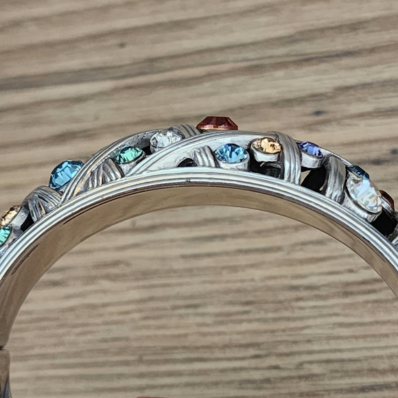 Brighton Multicolor Swarovski Crystals Weave Hinged Bangle Bracelet Retired - Picture 12 of 12
